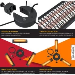 KESSER® Chauffage Radiant Infrarouge 3000 W Pour Terrasse Et Gastronomie Chauffage à Quartz Parasol Extérieur Chauffage Infrarouge Chauffage De Terrasse Avec Télécommande Réglable En Hauteur Jardin & -Chauffage Équipement Magasin 50753520 4