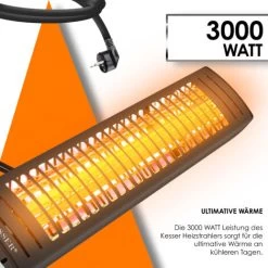 KESSER® Chauffage Radiant Infrarouge 3000 W Pour Terrasse Et Gastronomie Chauffage à Quartz Parasol Extérieur Chauffage Infrarouge Chauffage De Terrasse Avec Télécommande Réglable En Hauteur Jardin & -Chauffage Équipement Magasin 50753520 5