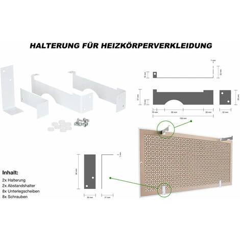 Habillage De Radiateur Nombreux Modèles HDF/MDF Bois Feuilleté 90/120/150cm: Support Pour Radiateur à Ailettes, Accessoires De Fixation 3 Habillage De Radiateur Nombreux Modèles HDF/MDF Bois Feuilleté 90/120/150cm: Support Pour Radiateur à Ailettes, Accessoires De Fixation – Image 3