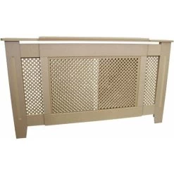 Cache Radiateur Ajustable & Extensible à Motif Grillagé En MDF Naturel Personnalisable De 140cm à 192cm De Large X 82cm De Haut X 20,5cm De Profondeur Décoration Intérieur [Kit De Fixations INCLUS]