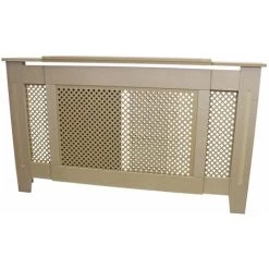 Cache Radiateur Ajustable & Extensible à Motif Grillagé En MDF Naturel Personnalisable De 140cm à 192cm De Large X 82cm De Haut X 20,5cm De Profondeur Décoration Intérieur [Kit De Fixations INCLUS] -Chauffage Équipement Magasin 54658970 3