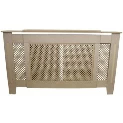Cache Radiateur Ajustable & Extensible à Motif Grillagé En MDF Naturel Personnalisable De 140cm à 192cm De Large X 82cm De Haut X 20,5cm De Profondeur Décoration Intérieur [Kit De Fixations INCLUS] -Chauffage Équipement Magasin 54658970 4