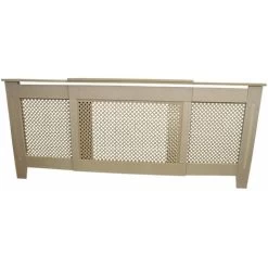 Cache Radiateur Ajustable & Extensible à Motif Grillagé En MDF Naturel Personnalisable De 140cm à 192cm De Large X 82cm De Haut X 20,5cm De Profondeur Décoration Intérieur [Kit De Fixations INCLUS] -Chauffage Équipement Magasin 54658970 5