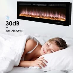 INTEY Cheminée Électrique Chauffante Murale 750/1500W Avec Effet De Flamme 3D,Radiateur Soufflant Murale,2 Niveaux Chauffage-9 Couleur-5 Luminosité-Écran Tactile LED-Minuterie 1-8 H-Télécommande-128x5 -Chauffage Équipement Magasin 54820984 3