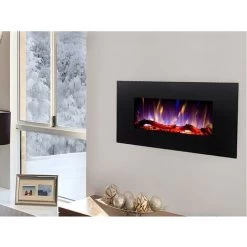 Cheminée électrique CHANDELA - Murale - L84 X P14 X H45 Cm - Noire