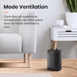 Mini Radiateur Céramique 2000 W - 3 Niveaux De Puissance - Chauffage D'appoint Compact - Noir Pro Breeze -Chauffage Équipement Magasin 60262572 3