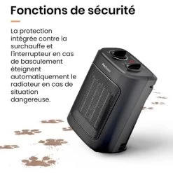 Mini Radiateur Céramique 2000 W - 3 Niveaux De Puissance - Chauffage D'appoint Compact - Noir Pro Breeze -Chauffage Équipement Magasin 60262572 5