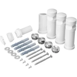 Meykoers Support De Montage Pour Radiateur Sèche-serviettes, Blanc ABS Support Kit, Pour Distance Entre Les Tuyaux De 37 à 40 Mm De Porte-serviettes