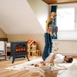 Froadp 1500W Cheminée électrique Thermostat D'ambiance Chauffage Noire Radiateurs Soufflants à Puissance De Chauffage PTC Avec Simulation De Flamme LED -Chauffage Équipement Magasin 66344835 5