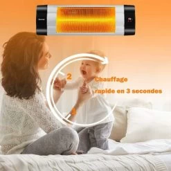 COSTWAY Radiateur Infrarouge Mural 1500W Avec Télécommande Réglage 3 Positions Avec 3 Modes De Chauffage,Angles Réglables,Minuterie,Affichage LED -Chauffage Équipement Magasin 66578793 3