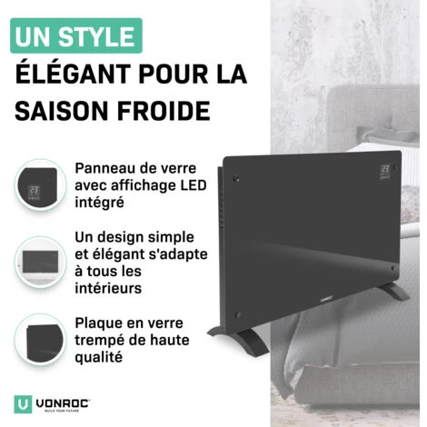 Panneau Rayonnant En Verre 2000W Premium - 24m2 – Commande Manuelle Et Wi-Fi – Thermostat Réglable Et Minuterie - Gris 2 Panneau Rayonnant En Verre 2000W Premium - 24m2 – Commande Manuelle Et Wi-Fi – Thermostat Réglable Et Minuterie - Gris – Image 2