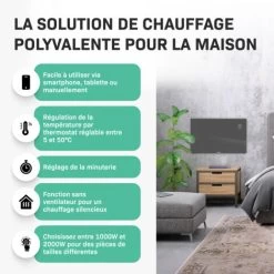 Panneau Rayonnant En Verre 2000W Premium - 24m2 – Commande Manuelle Et Wi-Fi – Thermostat Réglable Et Minuterie - Gris 7 Panneau Rayonnant En Verre 2000W Premium - 24m2 – Commande Manuelle Et Wi-Fi – Thermostat Réglable Et Minuterie - Gris -Chauffage Équipement Magasin 67371106 3