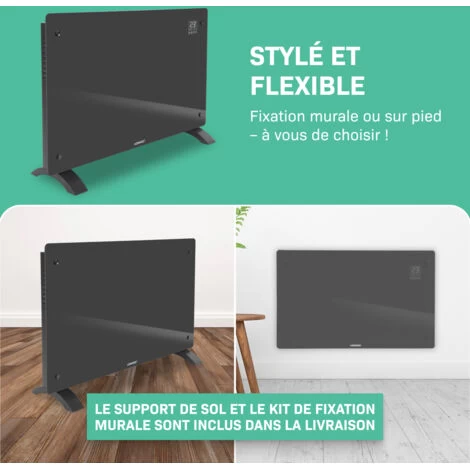 Panneau Rayonnant En Verre 2000W Premium - 24m2 – Commande Manuelle Et Wi-Fi – Thermostat Réglable Et Minuterie - Gris 5 Panneau Rayonnant En Verre 2000W Premium - 24m2 – Commande Manuelle Et Wi-Fi – Thermostat Réglable Et Minuterie - Gris – Image 5