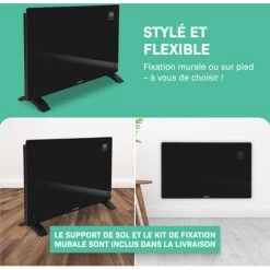 Panneau Rayonnant En Verre 2000W Premium - 24m2 – Commande Manuelle Et Wi-Fi – Thermostat Réglable Et Minuterie - Noir -Chauffage Équipement Magasin 67371107 5
