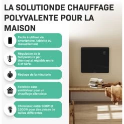 Panneau Rayonnant En Verre 1000W Premium - 12m2 – Commande Manuelle Et Wi-Fi – Thermostat Réglable Et Minuterie - Noir 7 Panneau Rayonnant En Verre 1000W Premium - 12m2 – Commande Manuelle Et Wi-Fi – Thermostat Réglable Et Minuterie - Noir -Chauffage Équipement Magasin 67371108 3