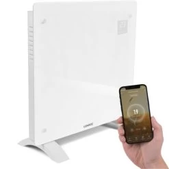 Panneau Rayonnant En Verre 1000W Premium - 12m2 – Commande Manuelle Et Wi-Fi – Thermostat Réglable Et Minuterie - Blanc