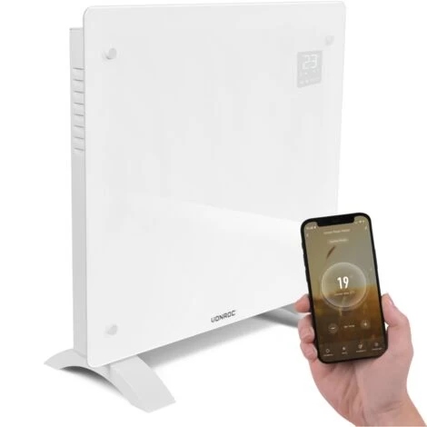 Panneau Rayonnant En Verre 1000W Premium - 12m2 – Commande Manuelle Et Wi-Fi – Thermostat Réglable Et Minuterie - Blanc 1 Panneau Rayonnant En Verre 1000W Premium - 12m2 – Commande Manuelle Et Wi-Fi – Thermostat Réglable Et Minuterie - Blanc