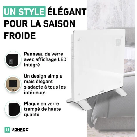 Panneau Rayonnant En Verre 1000W Premium - 12m2 – Commande Manuelle Et Wi-Fi – Thermostat Réglable Et Minuterie - Blanc 2 Panneau Rayonnant En Verre 1000W Premium - 12m2 – Commande Manuelle Et Wi-Fi – Thermostat Réglable Et Minuterie - Blanc – Image 2