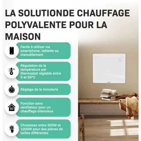 Panneau Rayonnant En Verre 1000W Premium - 12m2 – Commande Manuelle Et Wi-Fi – Thermostat Réglable Et Minuterie - Blanc 3 Panneau Rayonnant En Verre 1000W Premium - 12m2 – Commande Manuelle Et Wi-Fi – Thermostat Réglable Et Minuterie - Blanc – Image 3