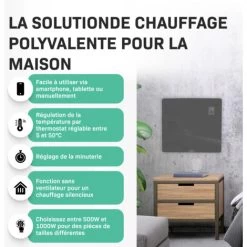 Panneau Rayonnant En Verre 1000W Premium - 12m2 – Commande Manuelle Et Wi-Fi – Thermostat Réglable Et Minuterie - Gris 7 Panneau Rayonnant En Verre 1000W Premium - 12m2 – Commande Manuelle Et Wi-Fi – Thermostat Réglable Et Minuterie - Gris -Chauffage Équipement Magasin 67371233 3