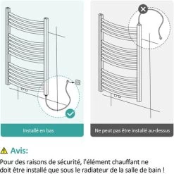 EMKE Élément Chauffant Pour Sèche-serviette De Salle De Bain, Résistance Pour Radiateur Électrique Avec Interrupteur Marche/Arrêt Blanc 300W Résistances Pour Chauffage -Chauffage Équipement Magasin 67455513 3