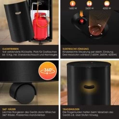 KESSER® Chauffage à Gaz Avec Détendeur Tuyau De Gaz + Housse De Protection - Poêle à Gaz En Céramique 4 200 Watts, Radiateur, Chauffage Radiant à Gaz, Brûleur Céramique Infrarouge, Le Noir -Chauffage Équipement Magasin 67868813 4