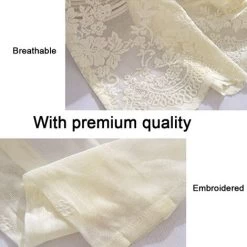 1 Pcs Floral Dentelle Valance Rideau Broderie Semi Sheer Court Rideau De Fenêtre Pour Cuisine Belle Salle À Manger Fenêtre Décor 137 61 Cm Beige -Chauffage Équipement Magasin 69009571 4