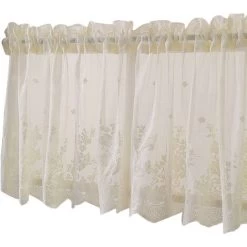 1 Pcs Floral Dentelle Valance Rideau Broderie Semi Sheer Court Rideau De Fenêtre Pour Cuisine Belle Salle À Manger Fenêtre Décor 130 41 Cm Beige