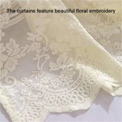 1 Pcs Floral Dentelle Valance Rideau Broderie Semi Sheer Court Rideau De Fenêtre Pour Cuisine Belle Salle À Manger Fenêtre Décor 130 41 Cm Beige -Chauffage Équipement Magasin 69009668 4
