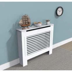 Cache Radiateur Blanc - Grille Cache Radiateur Maison En MDF Couvre Radiateur Bois Cache-Radiateur Mural Couverture De Radiateur - Blanc Taille S - 78x19x82cm -Chauffage Équipement Magasin 69636192 3
