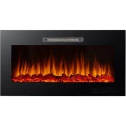 Cheminée Électrique Murale Encastrable 2000W Kekai Alabama 91,4x14x48 Cm Effet Feu 9 Couleurs à 5 Niveaux Et Télécommande