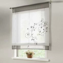 Rideau Romantique Avec Languette Supérieure Pour La Cuisine Et Le Balcon (gris, 80X120cm)——Oi-FRIS, Oi-FRIS