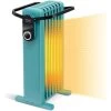 COSTWAY Radiateur Bain D'Huile 1500 W Mobile - 3 Puissance 5-35°C, 7 Eléments, Racks De Serviettes, Protection Contre Surchauffe Et Basculement, Bleu Vert