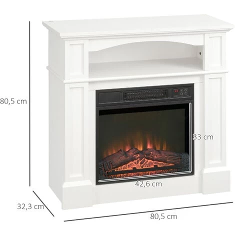 HOMCOM Cheminée électrique XL Style Classique Chic 1800 W Effet Flammes LED Minuterie Température Luminosité Réglables Télécommande Fournie Blanc 3 HOMCOM Cheminée électrique XL Style Classique Chic 1800 W Effet Flammes LED Minuterie Température Luminosité Réglables Télécommande Fournie Blanc – Image 3