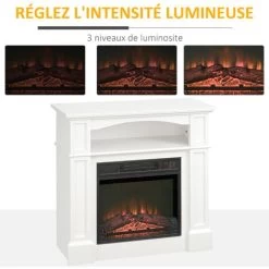 HOMCOM Cheminée électrique XL Style Classique Chic 1800 W Effet Flammes LED Minuterie Température Luminosité Réglables Télécommande Fournie Blanc 8 HOMCOM Cheminée électrique XL Style Classique Chic 1800 W Effet Flammes LED Minuterie Température Luminosité Réglables Télécommande Fournie Blanc -Chauffage Équipement Magasin 72276188 4