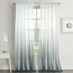 Blanc Gris Sheer Rideaux 132cm 244cm Sheer Oeillet Dégradé Couleur Voile Sheer Élégant Décor Fenêtre Voile Salon Balcon Chambre De Bébé 2 Panneaux Cisea