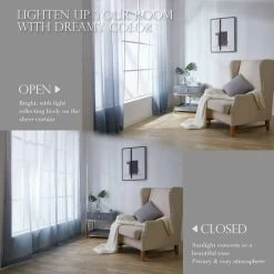 Blanc Gris Sheer Rideaux 132cm 244cm Sheer Oeillet Dégradé Couleur Voile Sheer Élégant Décor Fenêtre Voile Salon Balcon Chambre De Bébé 2 Panneaux Cisea -Chauffage Équipement Magasin 73396361 4