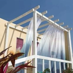 Blanc Gris Sheer Rideaux 132cm 244cm Sheer Oeillet Dégradé Couleur Voile Sheer Élégant Décor Fenêtre Voile Salon Balcon Chambre De Bébé 2 Panneaux Cisea -Chauffage Équipement Magasin 73396361 5