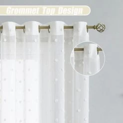 Lot De 2 Rideaux Pour Salon Rideaux Pour Chambre D'enfant Fille Broderie Boule De Fourrure Beige 140 X 175 Cm Cisea -Chauffage Équipement Magasin 73396994 3