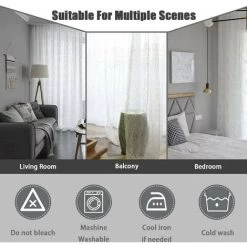 Lot De 2 Rideaux Pour Salon Rideaux Pour Chambre D'enfant Fille Broderie Boule De Fourrure Beige 140 X 175 Cm Cisea -Chauffage Équipement Magasin 73396994 5