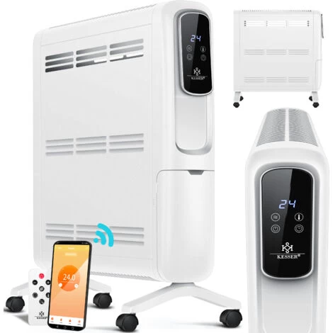 KESSER® Radiateur à Bain D’huile 2 500 W ECO Chauffage électrique économe En énergie Avec écran, Application WiFi, Télécommande Et écran Tactile Radiateur à Bain D’huile Mobile Minuterie 24 H, Blanc 1 KESSER® Radiateur à Bain D’huile 2 500 W ECO Chauffage électrique économe En énergie Avec écran, Application WiFi, Télécommande Et écran Tactile Radiateur à Bain D’huile Mobile Minuterie 24 H, Blanc