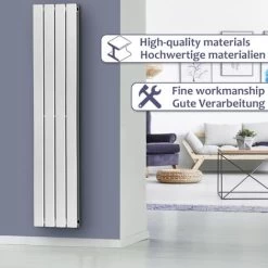Aquamarin® Radiateur Vertical - à Panneau Plat Double, 1800 X 304 X 69 Mm, Acier, Blanc - Chauffage Central Pour Salle De Bain, Salon, Cuisine, Couloir, Chambre à Coucher -Chauffage Équipement Magasin 74549269 3