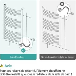 EMKE Résistance Pour Radiateur, Élément Chauffant Pour Sèche-serviette De Salle De Bain Avec Contrôleur De Température Et Fonction De Synchronisation, 1200W -Chauffage Équipement Magasin 74639536 4