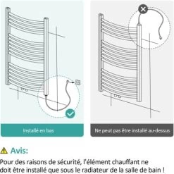 EMKE Élément Chauffant Pour Sèche-serviette De Salle De Bain, Résistance Pour Radiateur Électrique Avec Interrupteur Marche/Arrêt Blanc 600W Résistances Pour Chauffage -Chauffage Équipement Magasin 74639540 3