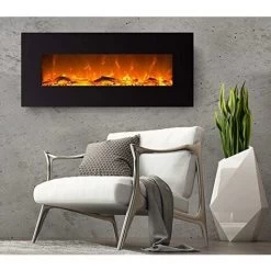 Cheminée électrique Avec Chauffage, Cheminée Murale Avec LED Feu Artificiel Avec Radiateur Soufflant Commutable : 750/1500 W Télécommande (taille L - 126 Cm, Noir) -Chauffage Équipement Magasin 74953937 4