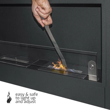 Augusto - Cheminée Encastrée Au Bioéthanol Avec 2 Brûleurs De 1,5 Litre. Cheminée Au Bioéthanol En Acier Inoxydable Et Verre Trempé. 110x54 Cm Couleur Noir 3 Augusto - Cheminée Encastrée Au Bioéthanol Avec 2 Brûleurs De 1,5 Litre. Cheminée Au Bioéthanol En Acier Inoxydable Et Verre Trempé. 110x54 Cm Couleur Noir – Image 3