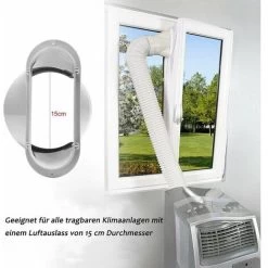 YIDOMDE Climatiseur Adaptateur De Tuyau De Fenêtre Interface De Bouche Plate 15cm,T-Audace Adaptateur De Fenêtre Plaque Tube Connecteur Kit De Glissière De Fenêtre Adaptateur Tuyau Climatiseur Mobile -Chauffage Équipement Magasin 75334803 3