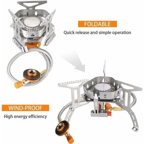 Réchaud De Camping à Gaz 3500 W, Brûleur Camping, Poêle Ultra-Léger Cuisinière Extérieur Pliable, Coupe-Vent Et Avec Allumage Piézo-électrique Pour Camping/Randonnée/Pique-Nique 2 Réchaud De Camping à Gaz 3500 W, Brûleur Camping, Poêle Ultra-Léger Cuisinière Extérieur Pliable, Coupe-Vent Et Avec Allumage Piézo-électrique Pour Camping/Randonnée/Pique-Nique – Image 2