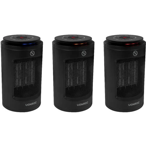 VONROC Radiateur électrique Soufflant - 1200W - Céramique - Noir 3 Positions De Chauffage 4 VONROC Radiateur électrique Soufflant - 1200W - Céramique - Noir 3 Positions De Chauffage – Image 4