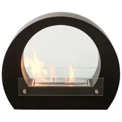 Cheminée Poêle à Bio-éthanol Sur Pied Acier Blanc Verre 2.5 Kw Mod. Bologna